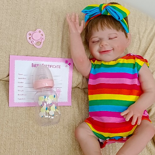 18 inch vinyl simulation baby rebirth doll with closed eyes and smile playfully cute cross-border ho