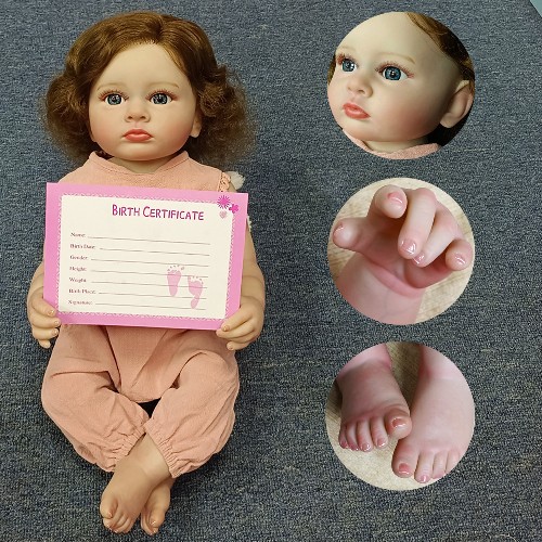 55cm Rebirth Doll Handmade Hair Transplant 22 Inch Girl Toy Doll Vinyl Doll One Piece Wholesale