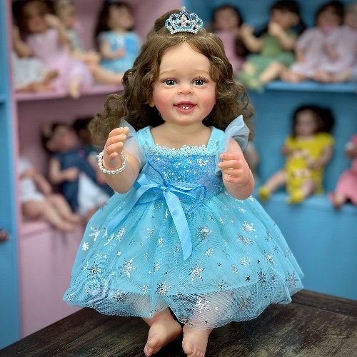 Spot 55CM soft vinyl long hair girl doll full body washable rebirth doll cross-border hot sale doll