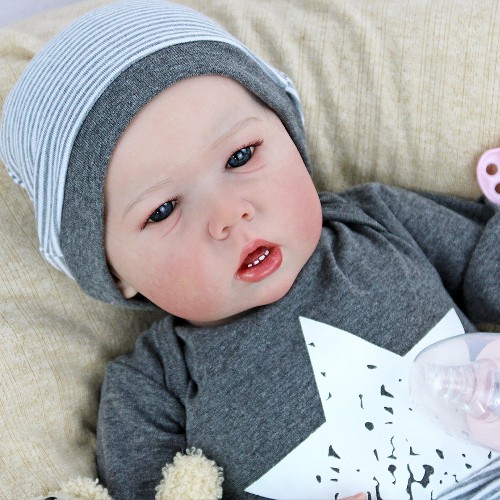 Lifelike, soft, full-body rebirth doll, Liam hand-painted simulated baby height 55cm doll