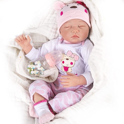 22 inch rebirth doll closed eyes sleep baby doll kids companion doll support one piece dropshipping