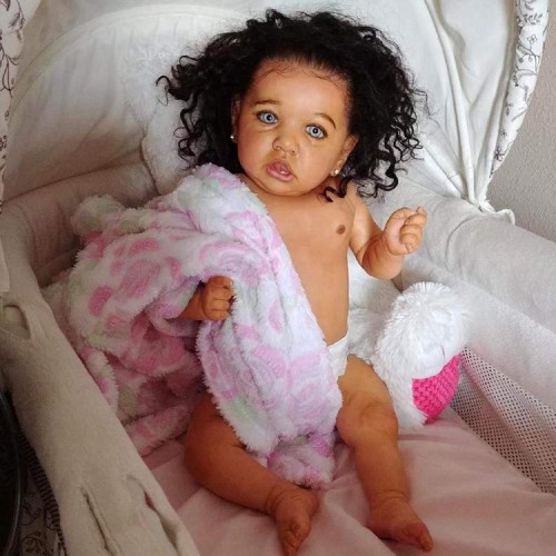 22 Inch Simulation Reborn Baby Doll Toy African American Black Complexion Doll Girl Cross Border Sup