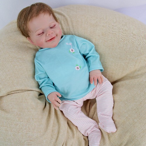 18 Inch 3D Painted Reborn Baby Doll Smiley April Reborn Doll Gel/Cloth Body